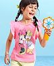 Babyhug 100% Cotton Frill Sleeves Top and Shorts Set Minnie Mouse Print - Pink & Green
