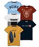 Hellcat Pack Of 5 Colour Block & Placement Text With Bike Printed Tees - Maroon Yellow & Blue