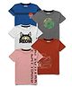 Hellcat Pack Of 5 Placement Text With Car & Football Printed Tees - Pink Grey & Blue