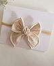 Knotty Ribbons Bow Applique Headband - Beige