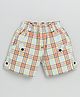 Nottie Planet Gingham Block Checked Button Detailed Shorts - Orange