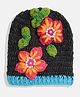 MayRa Knits Hand Knitted Flower And Beads Embellished Cap - Grey