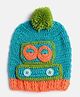 MayRa Knits Hand Knitted Pom Pom Detail Cap - Sea Green