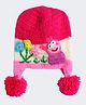 MayRa Knits Hand Knitted Cap Flower And Animal Detail Cap - Pink