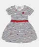 3PIN Short Sleeves Starfish Slippers Camera Printed & Striped Dress - White