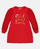3PIN Full Lace Detail Sleeves Making Magic Happen Rainbow Print Dress - Red
