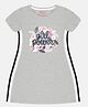 3PIN Short Sleeves Girl Power Forest Floral Printed Dress - Grey Melange