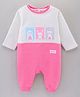 Wonderchild Full Sleeves Rabbit Patch Detail Checked Self Design Romper  - Pink