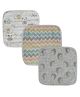 Abracadabra 100% Cotton Muslin Wash Cloths Pack Of 3 Sleepy Friends Print - Multicolor