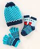 Model Woollen Blend Gloves & Socks Set Stripes Design Blue - Diameter 12 cm