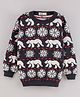 Simply Cotton Blend Knitted Full Sleeves Intarsia Printed Sweater - Blue