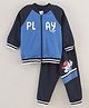 Simply Winter Wear Full Sleeves Cotton Sweatshirt & Lounge Pants Placement Print- Blue