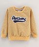 Simply Cotton Full Sleeves Striped T-Shirt Text Print - Yellow