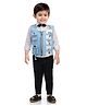 DOTSON Full Sleeves Pocket Detail Placement Printed 3 Piece Party Suit - Blue
