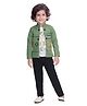 DOTSON Full Sleeves Text Print 3 Piece Party Suit - Green