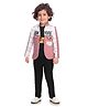 DOTSON Full Sleeves New York Text Print 3 Piece Party Suit - Magenta