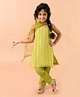 Fairies Forever Sleeveless Striped Lace Embellished Kurta With Pant And Dupatta - Green