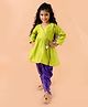 Fairies Forever Three Fourth Sleeves Embellished Angarkha Kurta With Lace Embellished Dhoti - Green