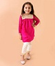 Fairies Forever Full Sleeves Bandhani Detail Lace Embellished Kurta With Pants - Pink