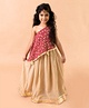 Fairies Forever Sleeveless Gota Patti Bandhni Detail One Shoulder Top With Striped Embellished Skirt - Maroon
