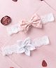 Knotty Ribbons Set Of 2 Flower & Bow Appliqued Headband - Peach & White