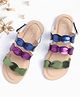 Hola Bonita Party Wear Sandals  With Velcro Closure - Blue