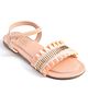 Hola Bonita Party Wear Sandals Pleated Detailing - Orange