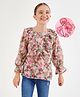 Primo Gino Three Fourth Sleeves Top Floral Print - Pink