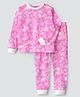Unicorns Full Sleeves Tie And Dye Detail Night Suit - Pink