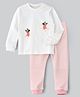 Unicorns Full Sleeves Fairy Printed & Striped Night Suit - Pink & White