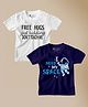 Be Awara Pack Of 2 Half Sleeves Hugs & Space Print Tees - White & Navy Blue