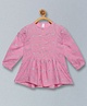 Kiddopanti Full Sleeves Foil Print Drop Waist Short Kurti - Baby Pink