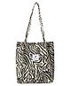 MOMISY Corduroy Tote Bag Zebra Printed - Black White