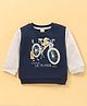 ToffyHouse Full Sleeves Cotton Knit Tee Cycle Print- Navy Blue
