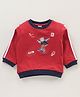 Toffyhouse Cotton Full Sleeves T-Shirt Bear And Text Embroidery - Red