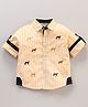 ToffyHouse Full Sleeves Stripe Animal Embroidery Shirt  - Yellow