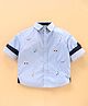 ToffyHouse Full Sleeves Vehicles Embroidery Striped Shirt - Blue