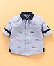 ToffyHouse Full Sleeves Stripe Yacht Embroidery Shirt - Blue