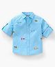 ToffyHouse Full Sleeves Shirt Text & Number Embroidery - Blue