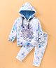 Olio Kids Full Sleeves Tie Dye Pattern Hooded Top and Joggers Set Text Print - Blue