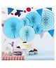 Bubble Trouble Happy Birthday Decoration Paper Fan Blue -  Pack Of 6