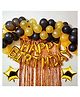 Bubble Trouble Happy Birthday Decoration Kit Combo with 1 Pc Gold Happy Birthday Foil Balloon 50 pcs Black Gold Balloon 1 Pc Arch Roll for Kids Birthday Decoration Item -  Pack of 56