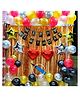 Bubble Trouble Happy Birthday Decoration Kit Combo with 1 Pc Black Banner 2 Pcs Gold Fringe Foil Curtain 40 Pcs Red Black Gold Silver Balloons for Kids Birthday Decoration Item - Pack of 51