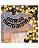 Bubble Trouble Happy Birthday Decoration Kit Combo with 1 Pc Black Banner 1 Pc Arch 20 Pcs Black & 20 Pcs Gold Balloons 4 Pcs Gold Confetti Balloons for Kids Birthday Decoration Items -  Pack of 49