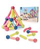 HAPPY HUES Magnetic Building Block STEM Toy for Kids Magnetic Sticks and Balls Set Different Sizes & Curve Shaped - 64 Pieces