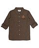 Young Birds Full Sleeves Placement Embroidered Shirt - Hazelnut Brown