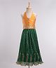 Twisha Sleeveless Brocade Style Halter Neck Choli With Crush Effect Lehenga - Yellow & Green