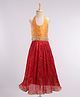 Twisha Sleeveless Brocade Style Halter Neck Choli With Crush Effect Lehenga - Yellow & Red