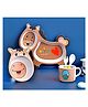Vellique Cartoon Animal Horse Shaped Bamboo Dinnerware Mealtime Plate and Bowl Set for Kids Toddler Plate Bowl Cup Spoon Fork Eco Friendly Non Toxic Feeding Baby Utensil Set of 5 Pcs - Multicolor