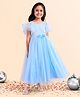 Babyhug Short Sleeves Floral Embroidered Party Gown - Frozen Blue